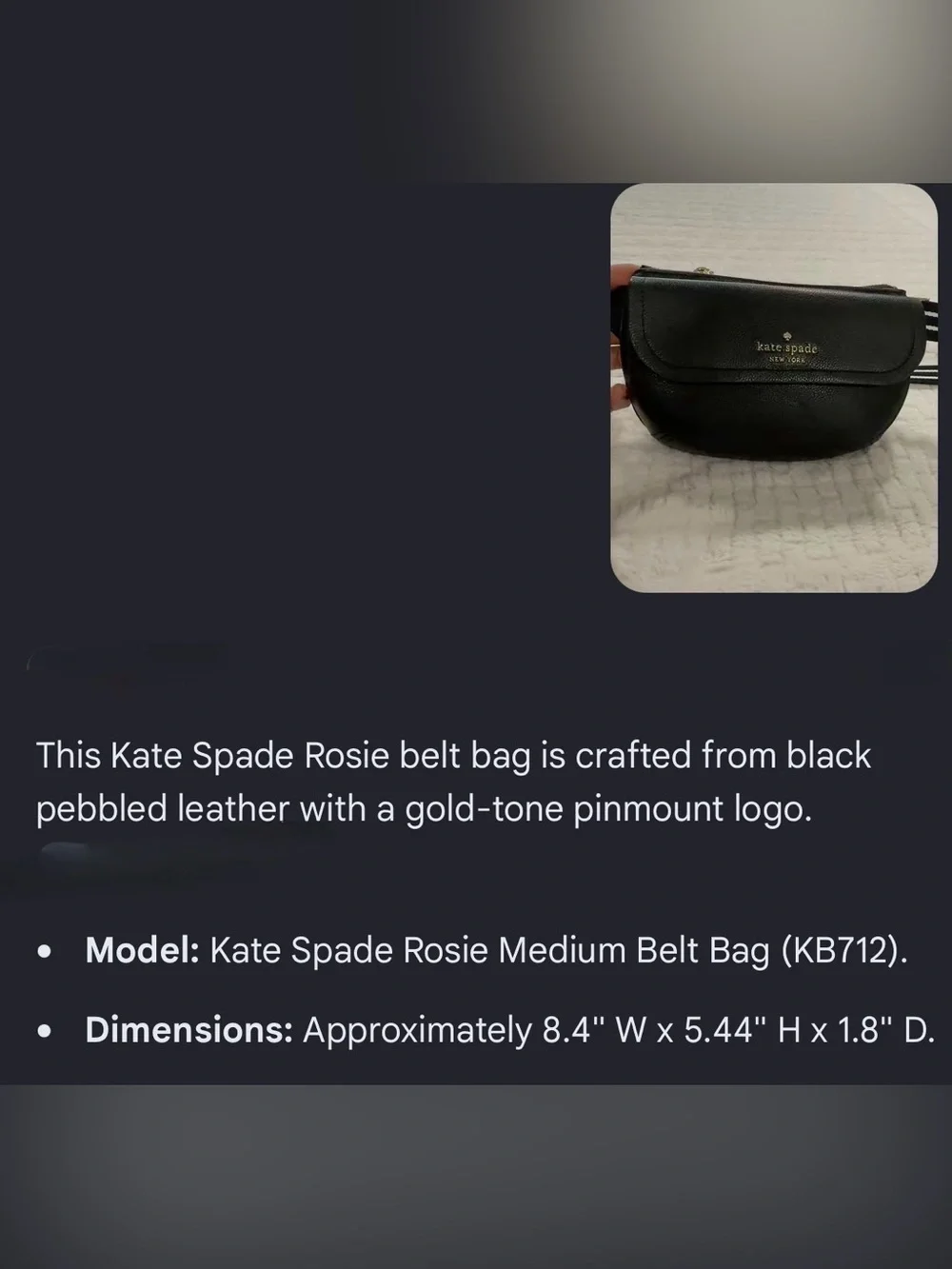 Kate Spade ♠️ New York “ROSIE” with striped adjustable strap.